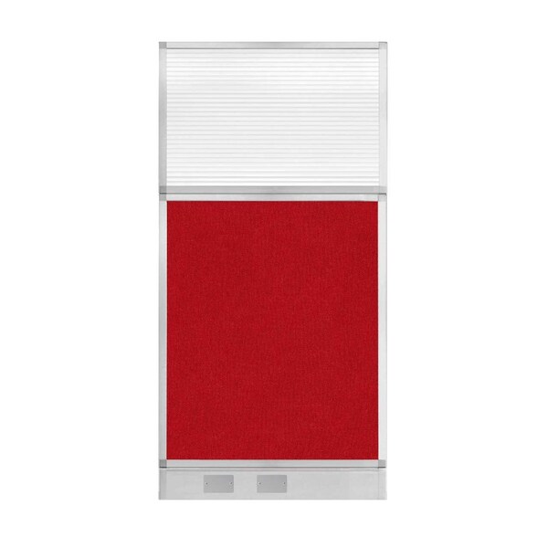 Hush Panel Configurable Cubicle Partition 3' x 6' Red Fabric Clear Fluted Window w/ Cable Channel